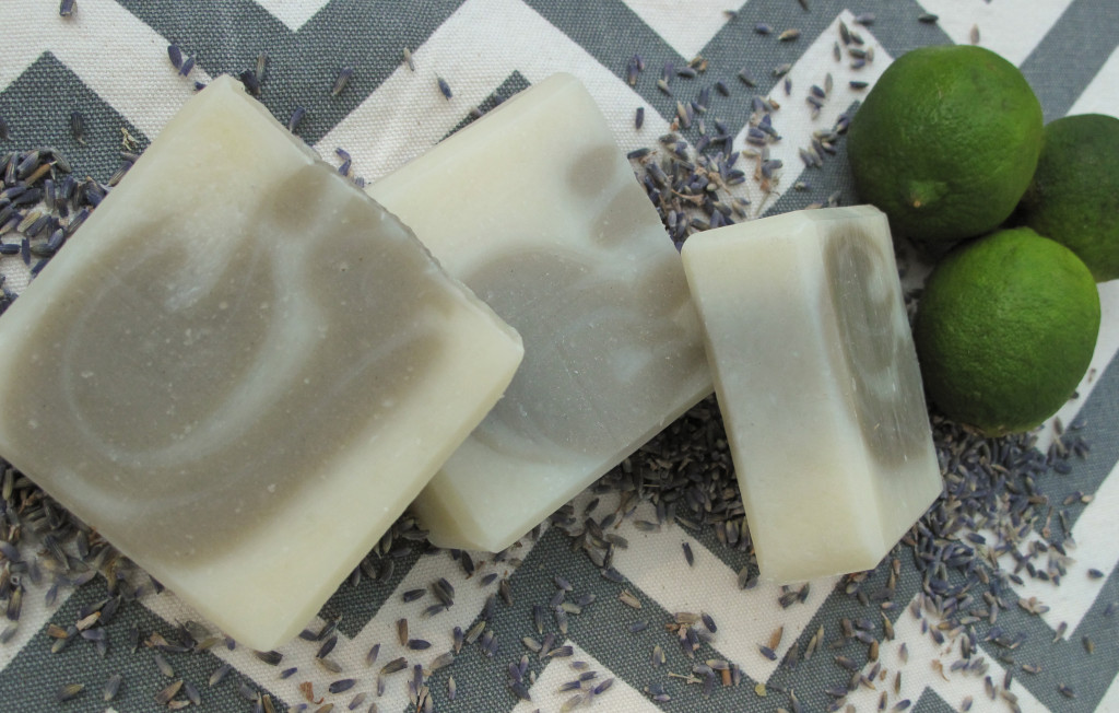Lavender and lime soap with French green clay swirl