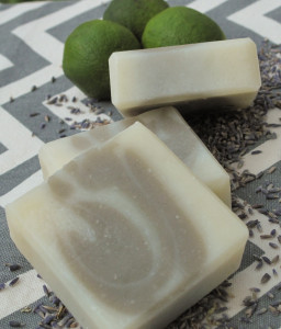 lavender-lime soap with a French green clay swirl